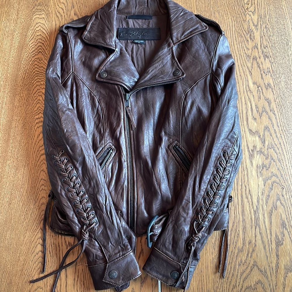 True Religion Leather Jacket Women Small